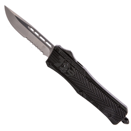 CobraTec 3" Medium CTK-1 Serrated Drop-point OTF w/ Black Handle