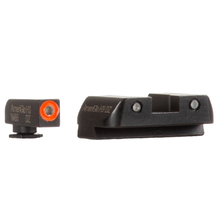 AmeriGlo GLOCK 17/19/23 Spartan Tritium Sights - Orange Outlined .140" Front / .180" Two Dot Rear
