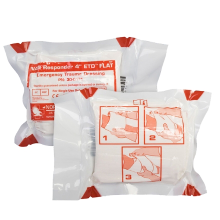 North America Rescue 4" Flat Responder Emergency Trauma Dressing
