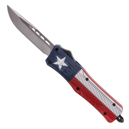 CobraTec 3" Medium CTK-1 Drop-point OTF w/ Cerakote Texas Flag Handle